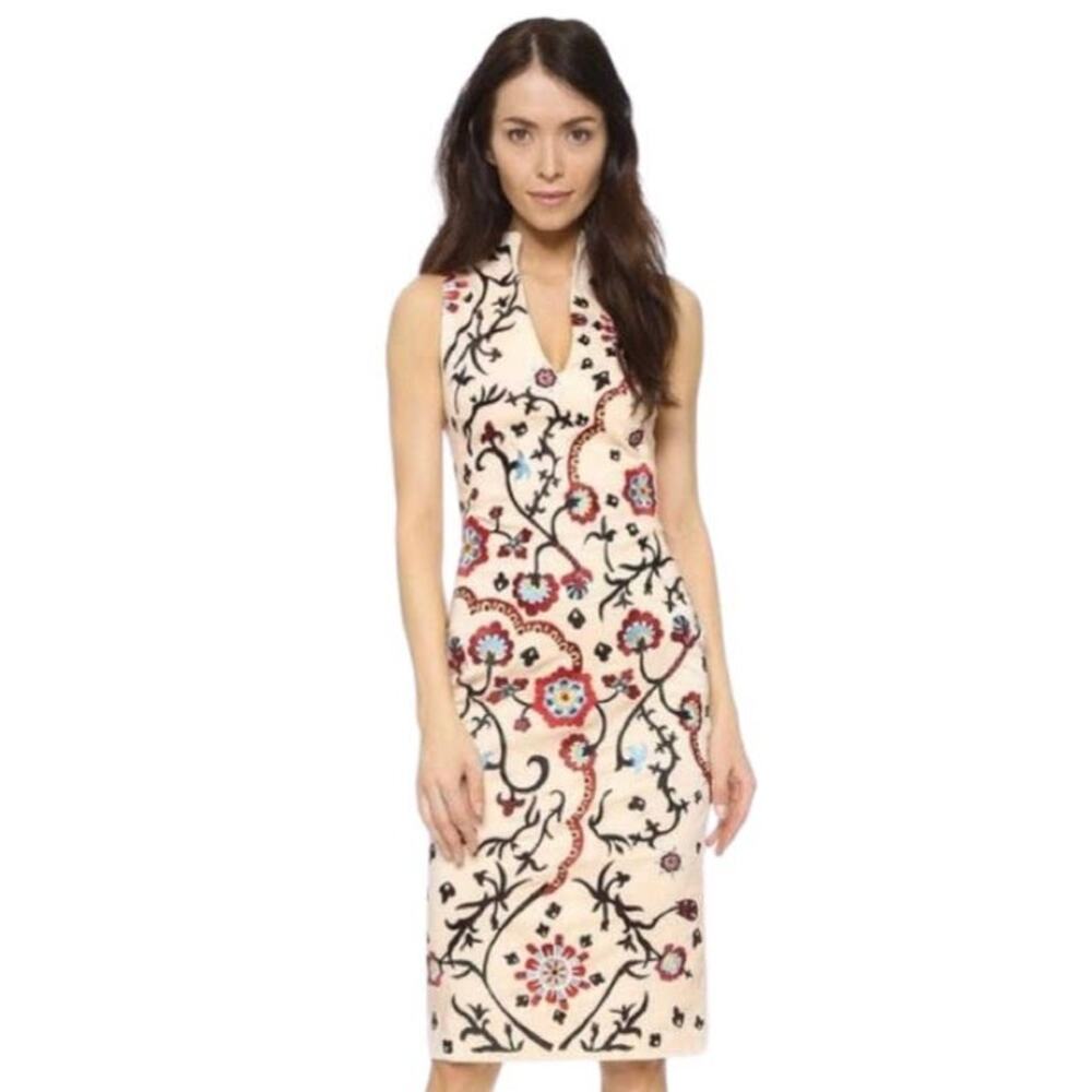 Alice + Olivia Jacki Dress Embroidered White Midi